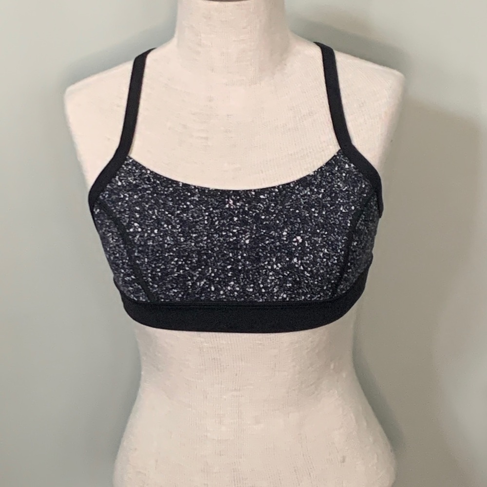 lululemon black speckled sports bra 4